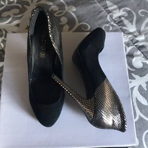 Black suede Aldo heels genuine leather